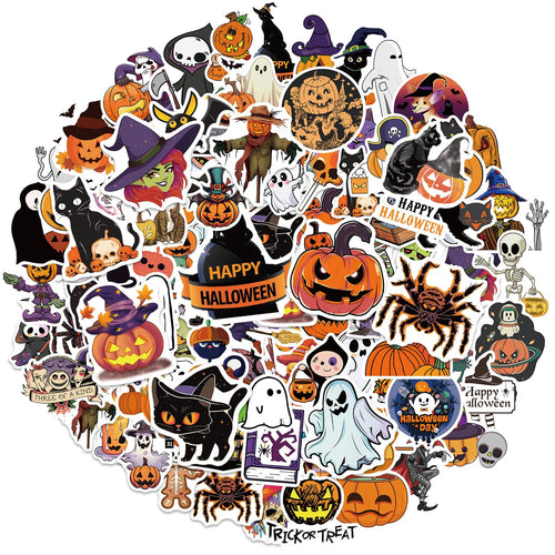 100 Pcs Pegatinas de Halloween Vinilo Impermeable y Decoración de Fiesta de Halloween