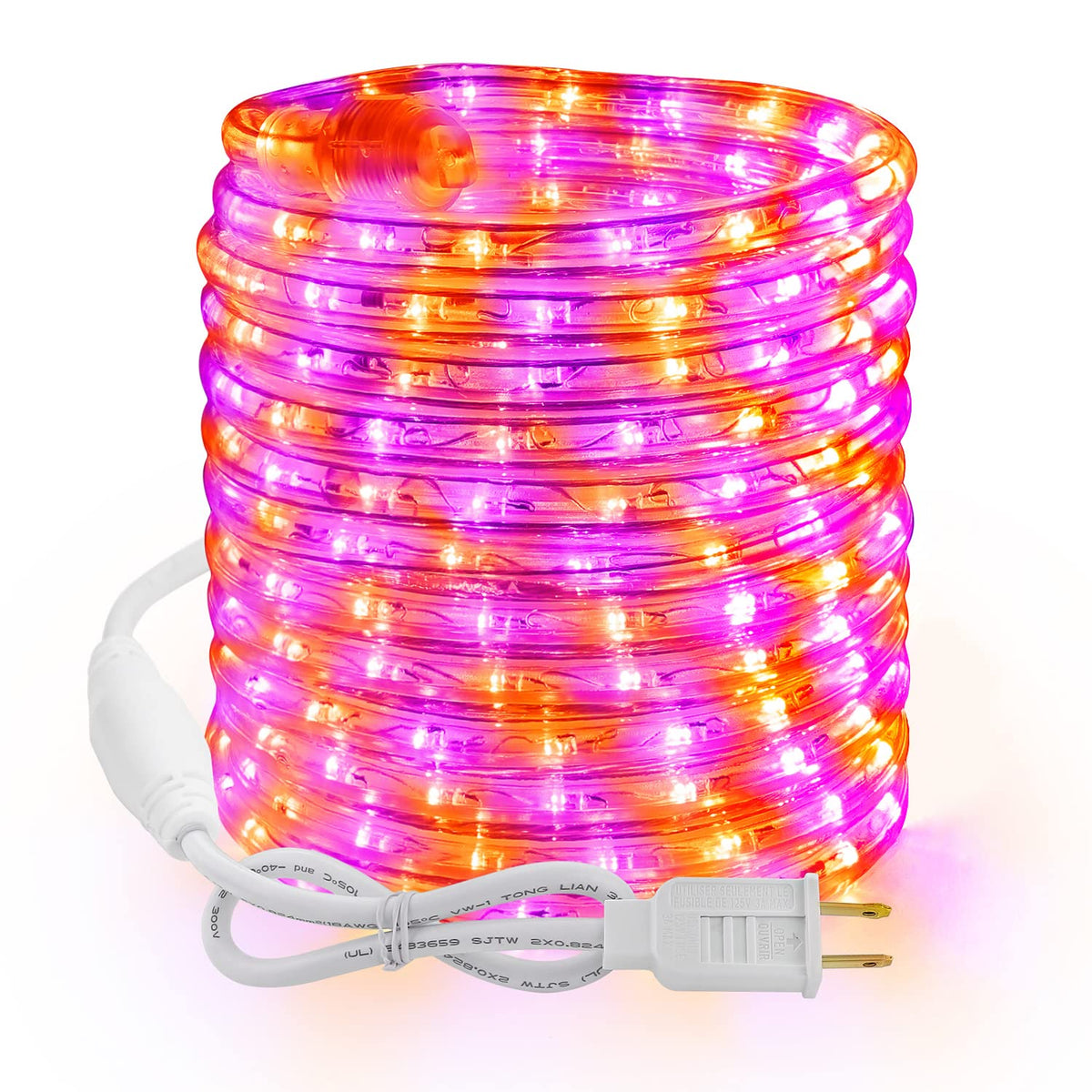 Luces de Cuerda para Halloween Brizled de 18 pies y 216 LED en Colores Púrpura y Naranja, Luces Conectables de 120V para Interiores y Exteriores, Tubo Impermeable para Árbol de Halloween, Patio y Piscina